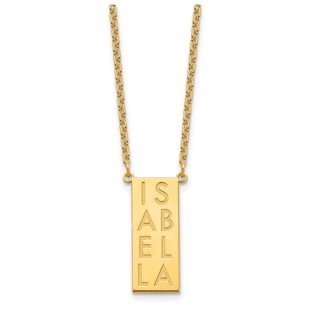 Sterling Silver Or Gold Plated Vertical Letter Polished Bar Charm