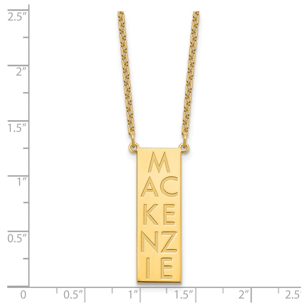 Sterling Silver Or Gold Plated Vertical Letter Polished Bar Charm