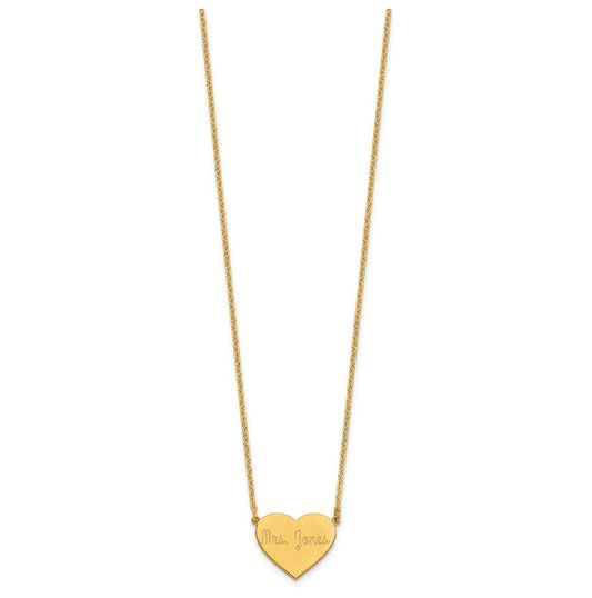 14K Yellow Or White Or Rose Gold Or Sterling Silver Brushed Station Heart Necklace