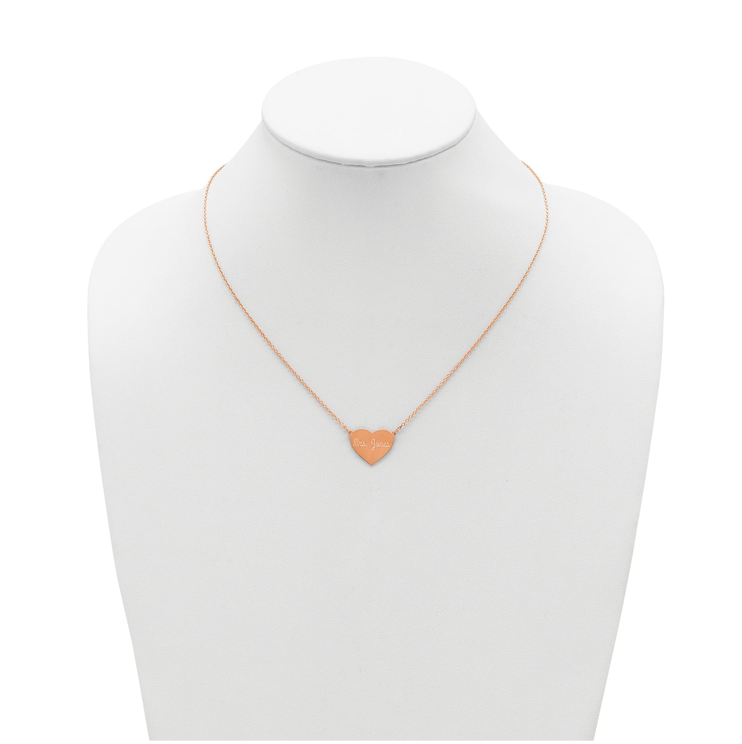 14K Yellow Or White Or Rose Gold Or Sterling Silver Brushed Station Heart Necklace