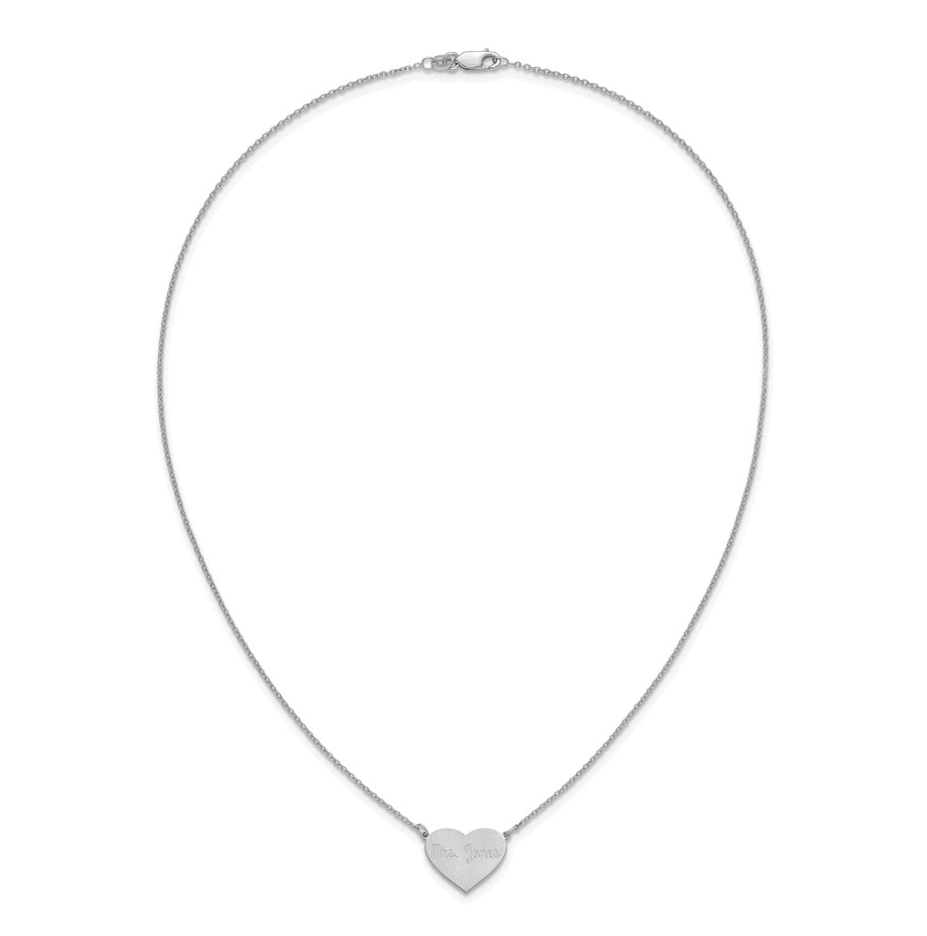 14K Yellow Or White Or Rose Gold Or Sterling Silver Brushed Station Heart Necklace