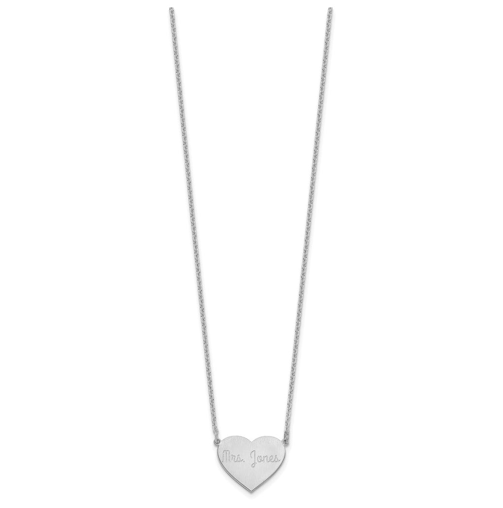 14K Yellow Or White Or Rose Gold Or Sterling Silver Brushed Station Heart Necklace