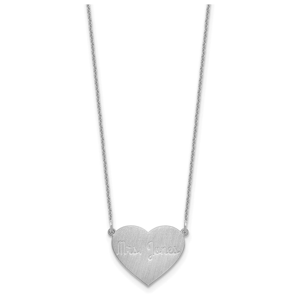 14K Yellow Or White Or Rose Gold Or Sterling Silver Brushed Station Heart Necklace