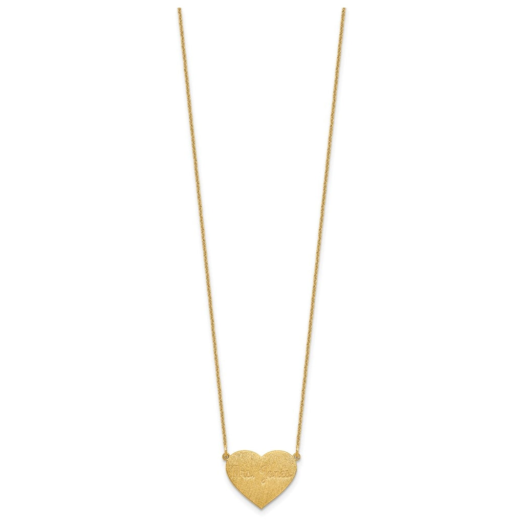 14K Yellow Or White Or Rose Gold Or Sterling Silver Brushed Station Heart Necklace