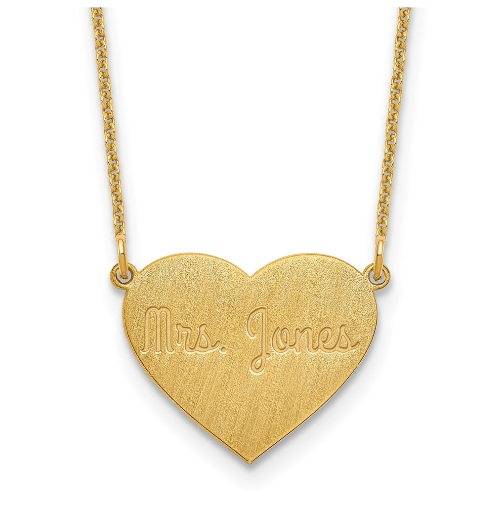 14K Yellow Or White Or Rose Gold Or Sterling Silver Brushed Station Heart Necklace