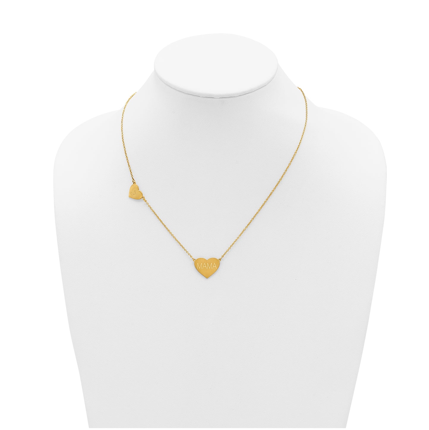 14K Yellow Or White Or Rose Gold Or Sterling Silver Brushed Station Heart Necklace