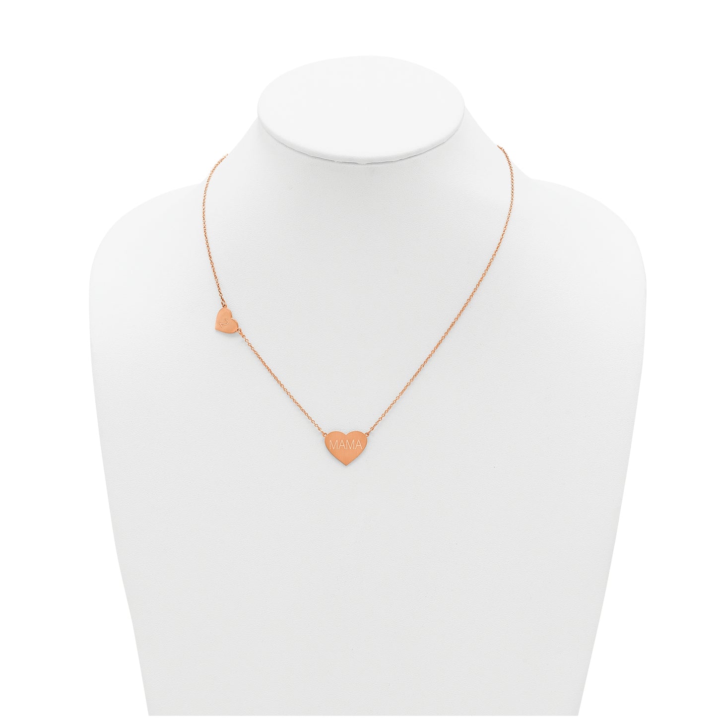 14K Yellow Or White Or Rose Gold Or Sterling Silver Brushed Station Heart Necklace