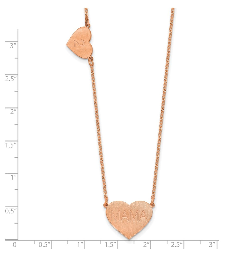 14K Yellow Or White Or Rose Gold Or Sterling Silver Brushed Station Heart Necklace