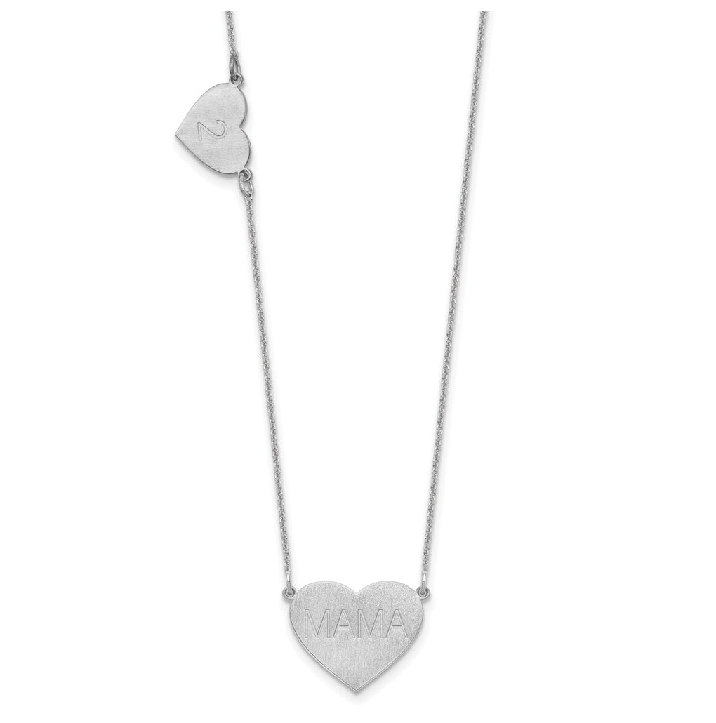 14K Yellow Or White Or Rose Gold Or Sterling Silver Brushed Station Heart Necklace