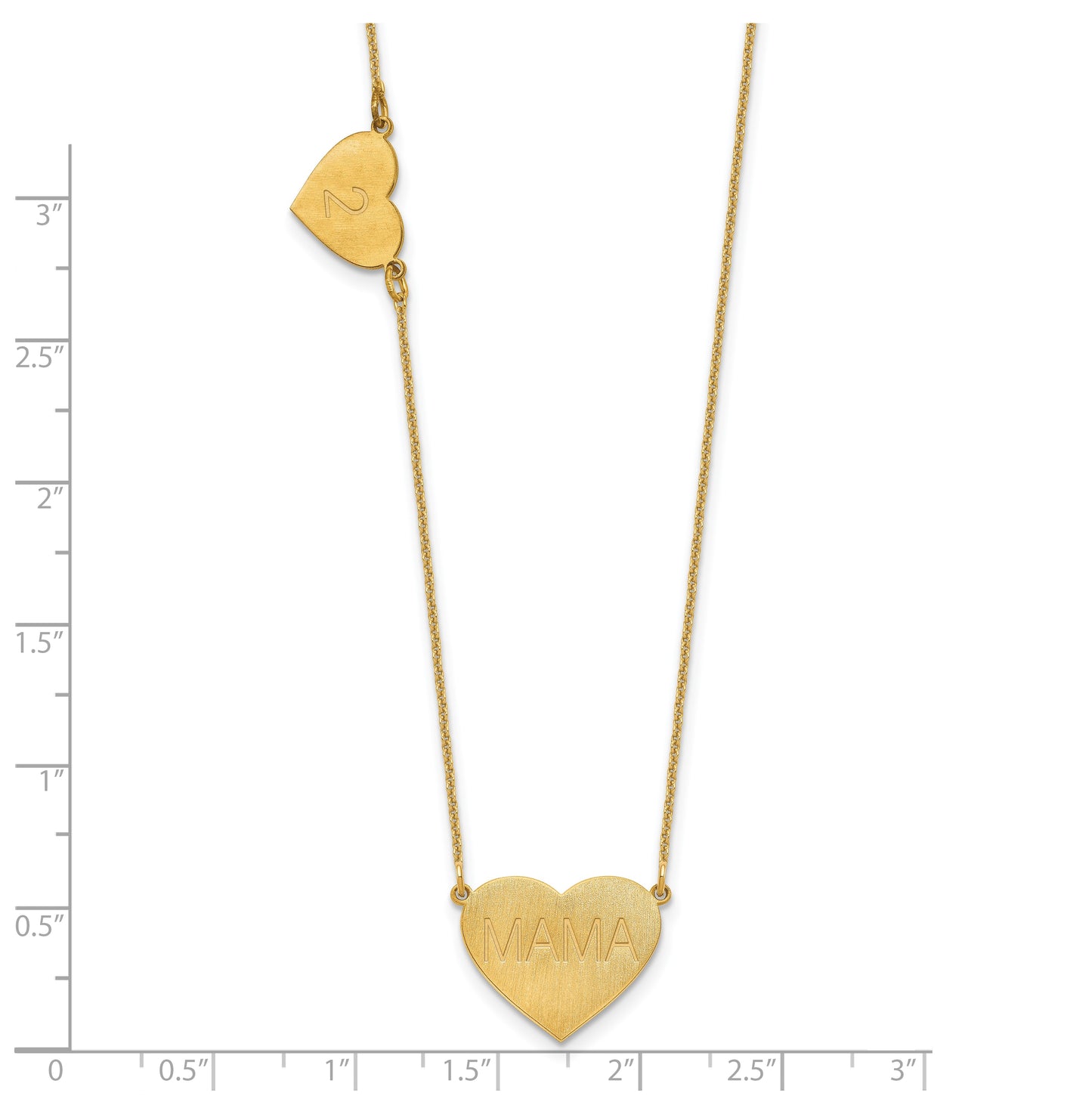14K Yellow Or White Or Rose Gold Or Sterling Silver Brushed Station Heart Necklace