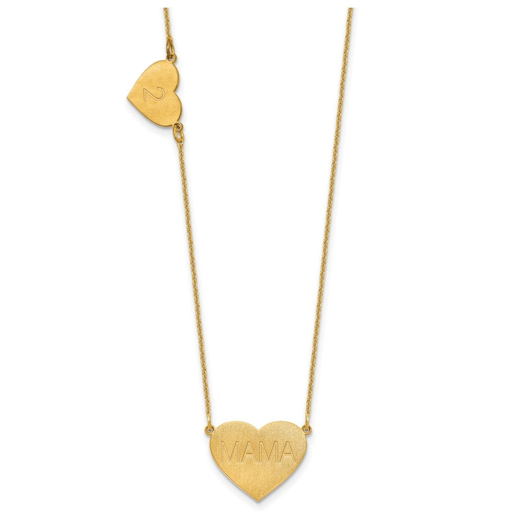 14K Yellow Or White Or Rose Gold Or Sterling Silver Brushed Station Heart Necklace