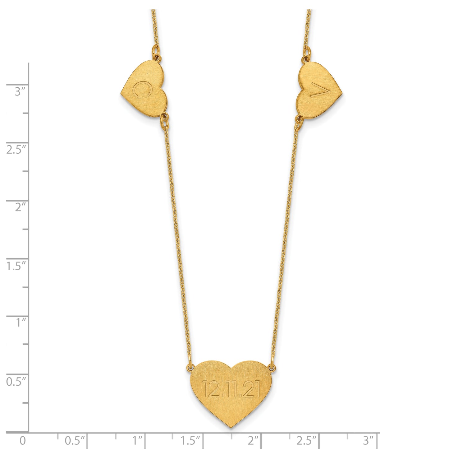 14K Yellow Or White Or Rose Gold Or Sterling Silver Brushed Station Heart Necklace