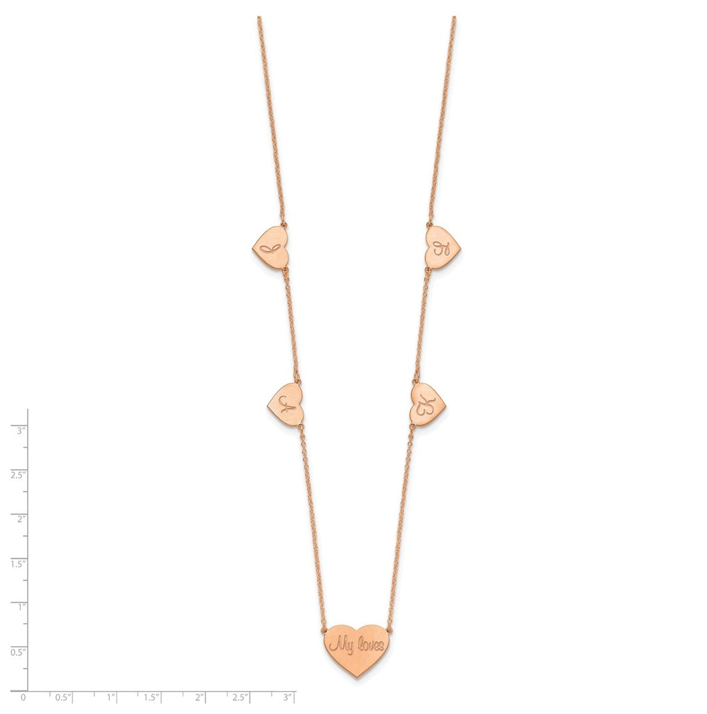 14K Yellow Or White Or Rose Gold Or Sterling Silver Brushed Station Heart Necklace