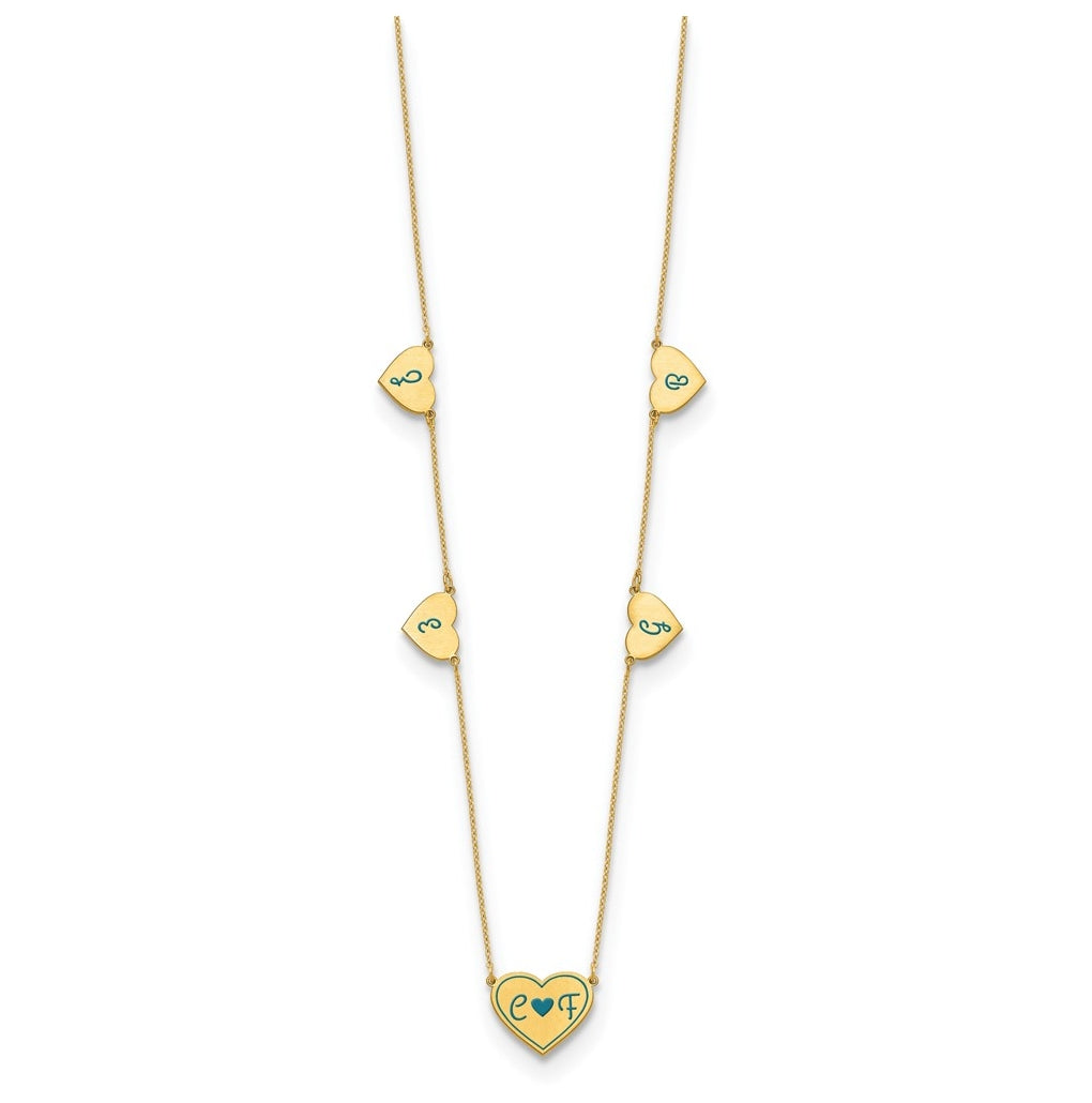 14K Yellow Or White Or Rose Gold Or Sterling Silver Brushed Station Epoxy Necklace