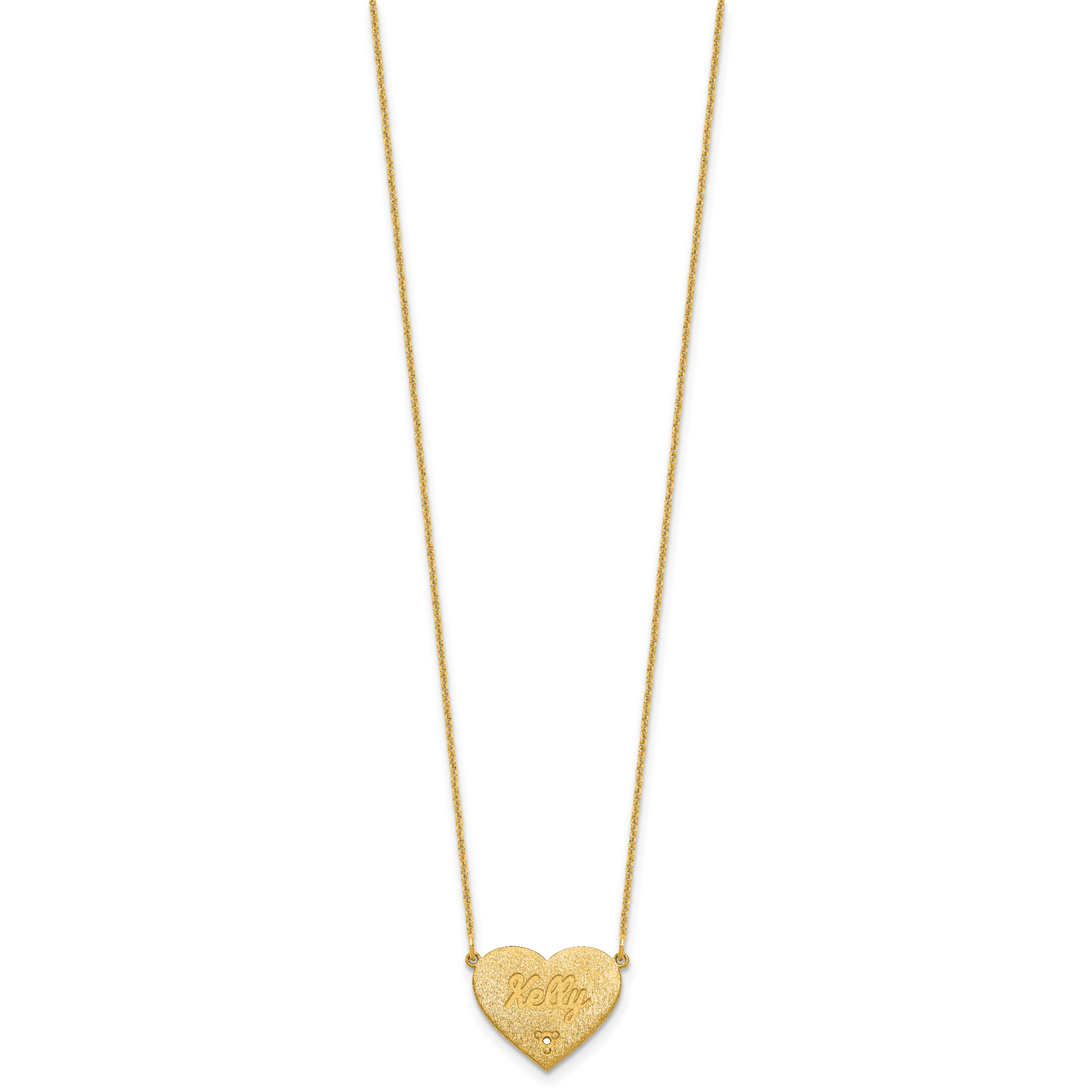14K Yellow Gold Brushed 1 Station Diamond Necklace