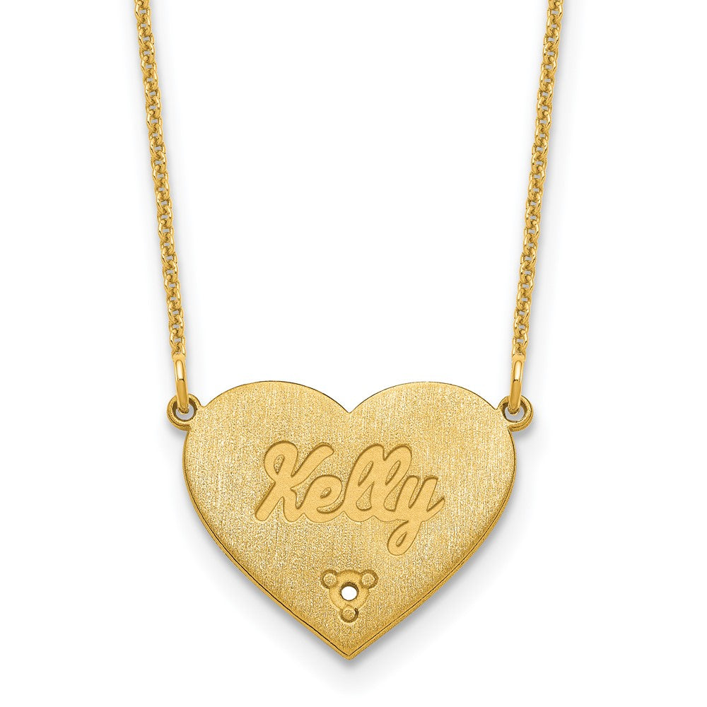 14K Yellow Gold Brushed 1 Station Diamond Necklace