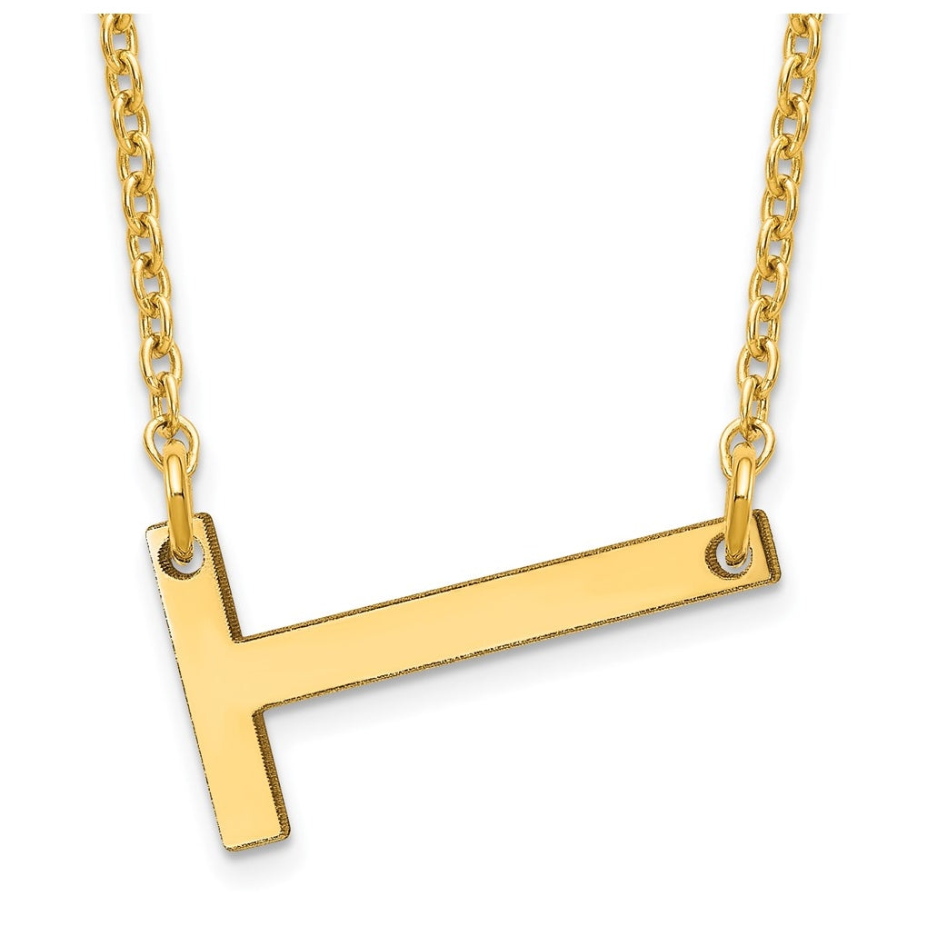 14K Yellow Or White Or Rose Gold Or Sterling Silver Gold Plated Or Rose Plated Polished Small Sideways Letter Necklace