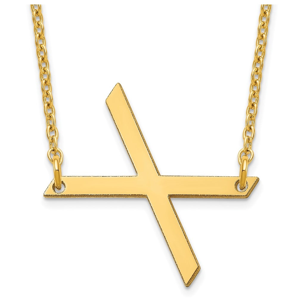 14K Yellow Or White Or Rose Gold Or Sterling Silver Gold Plated Or Rose Plated Polished Small Sideways Letter Necklace