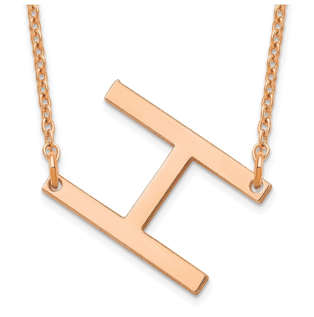 14K Yellow Or White Or Rose Gold Or Sterling Silver Gold Plated Or Rose Plated Polished Small Sideways Letter Necklace