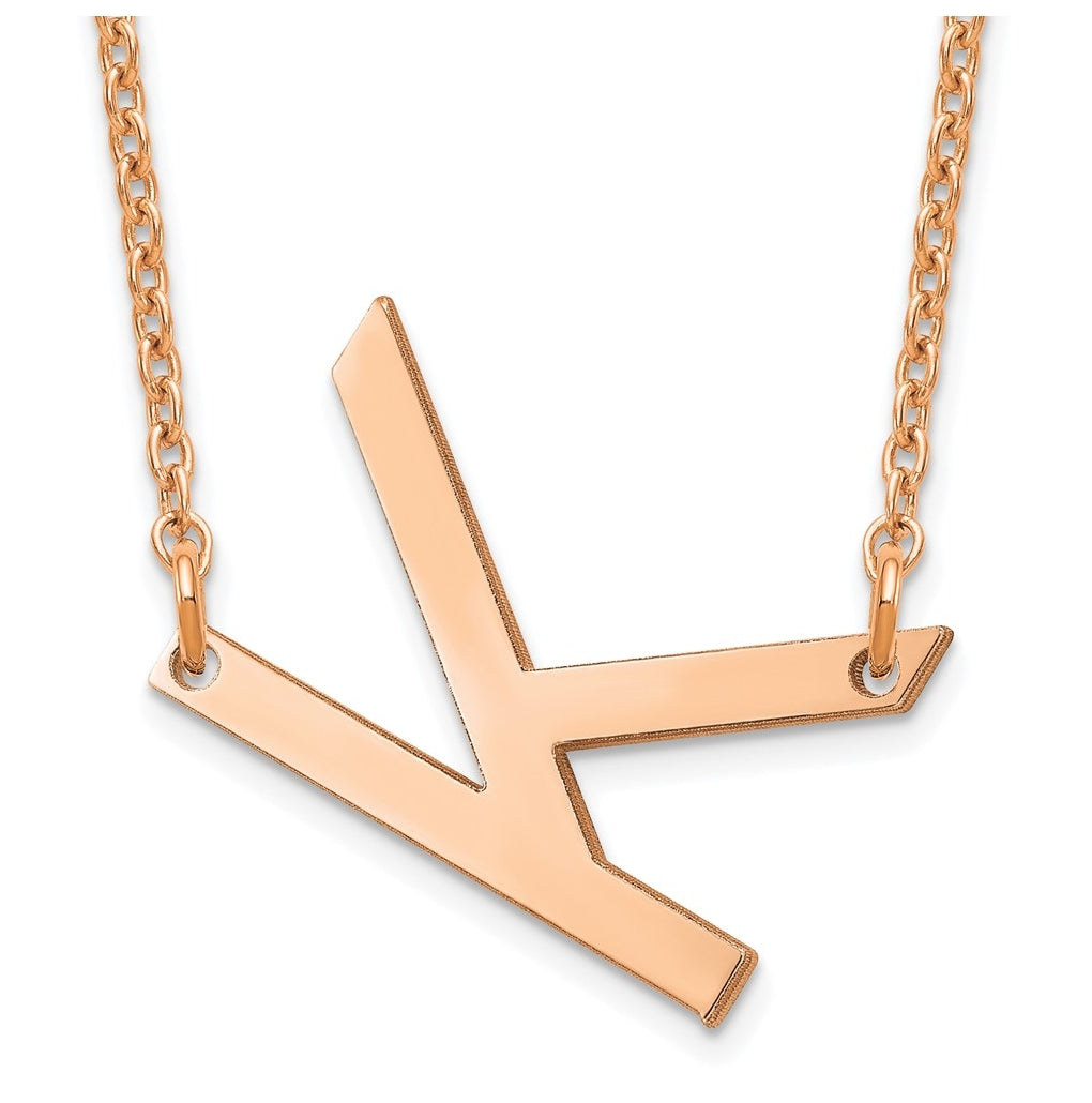 14K Yellow Or White Or Rose Gold Or Sterling Silver Gold Plated Or Rose Plated Polished Small Sideways Letter Necklace