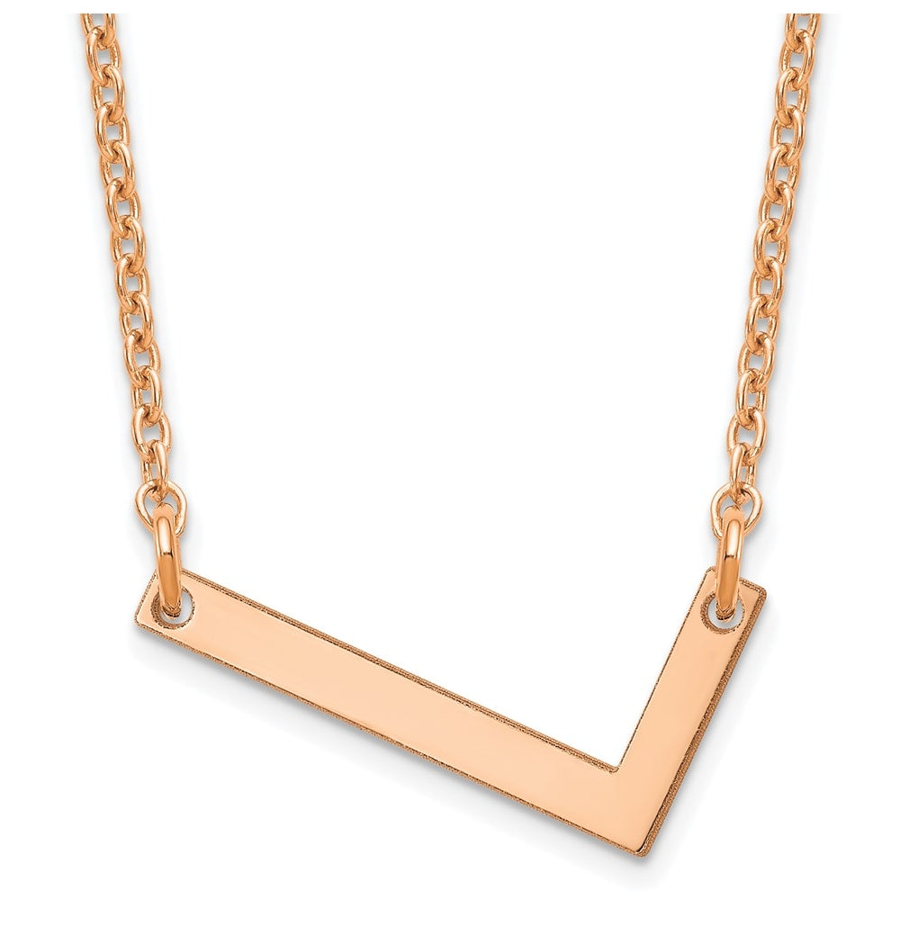 14K Yellow Or White Or Rose Gold Or Sterling Silver Gold Plated Or Rose Plated Polished Small Sideways Letter Necklace