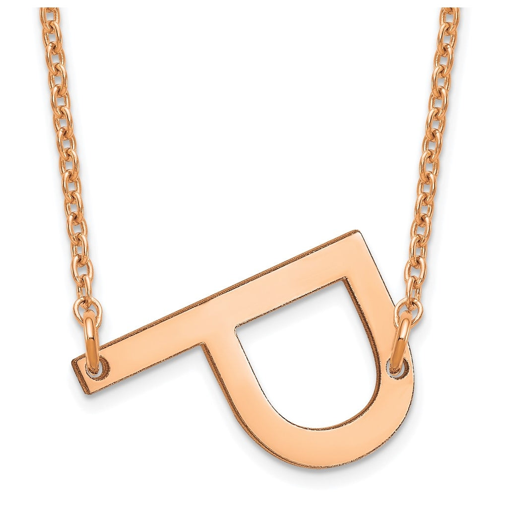 14K Yellow Or White Or Rose Gold Or Sterling Silver Gold Plated Or Rose Plated Polished Small Sideways Letter Necklace