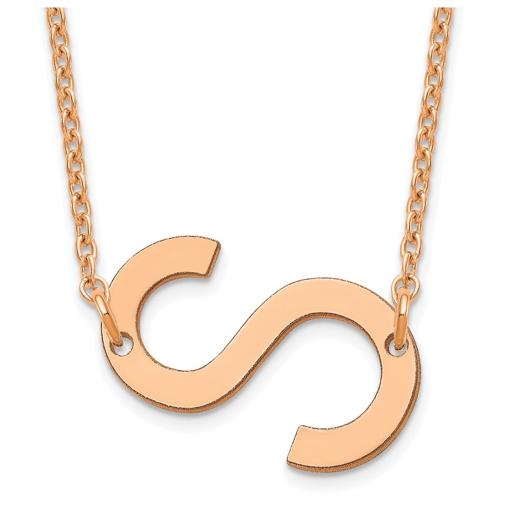 14K Yellow Or White Or Rose Gold Or Sterling Silver Gold Plated Or Rose Plated Polished Small Sideways Letter Necklace