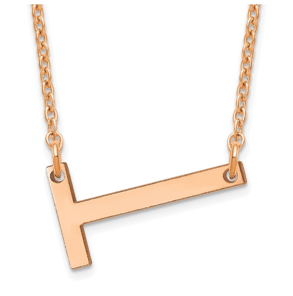 14K Yellow Or White Or Rose Gold Or Sterling Silver Gold Plated Or Rose Plated Polished Small Sideways Letter Necklace