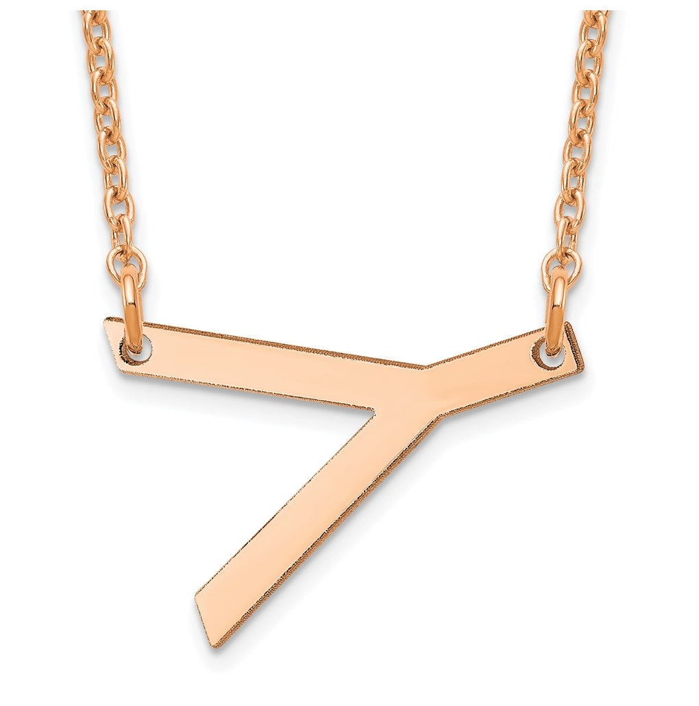 14K Yellow Or White Or Rose Gold Or Sterling Silver Gold Plated Or Rose Plated Polished Small Sideways Letter Necklace