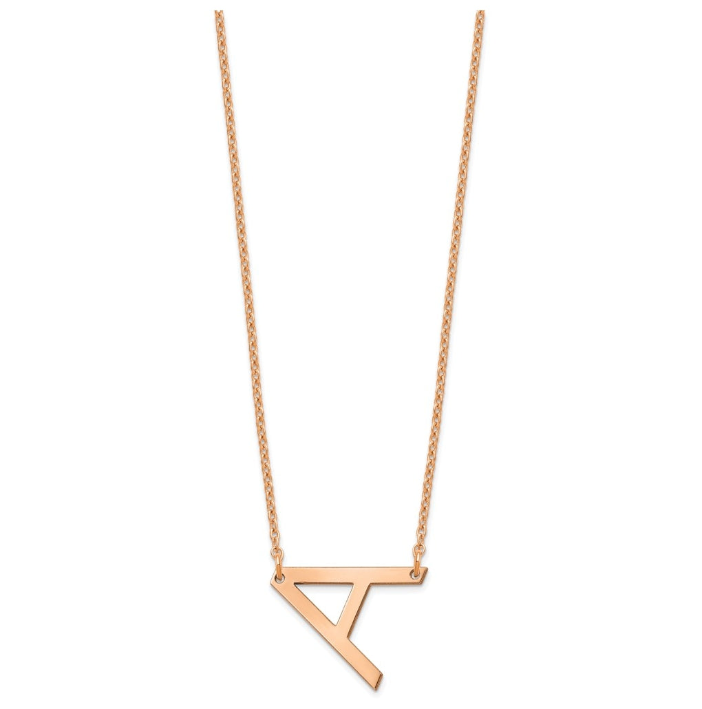 14K Yellow Or White Or Rose Gold Or Sterling Silver Gold Plated Or Rose Plated Polished Small Sideways Letter Necklace