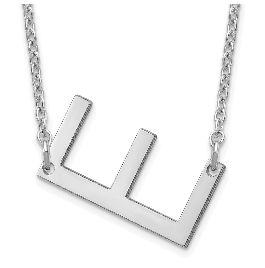 14K Yellow Or White Or Rose Gold Or Sterling Silver Gold Plated Or Rose Plated Polished Small Sideways Letter Necklace