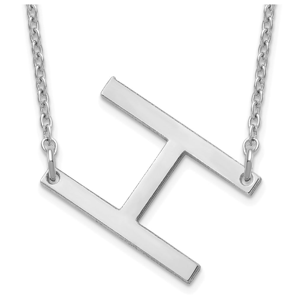 14K Yellow Or White Or Rose Gold Or Sterling Silver Gold Plated Or Rose Plated Polished Small Sideways Letter Necklace