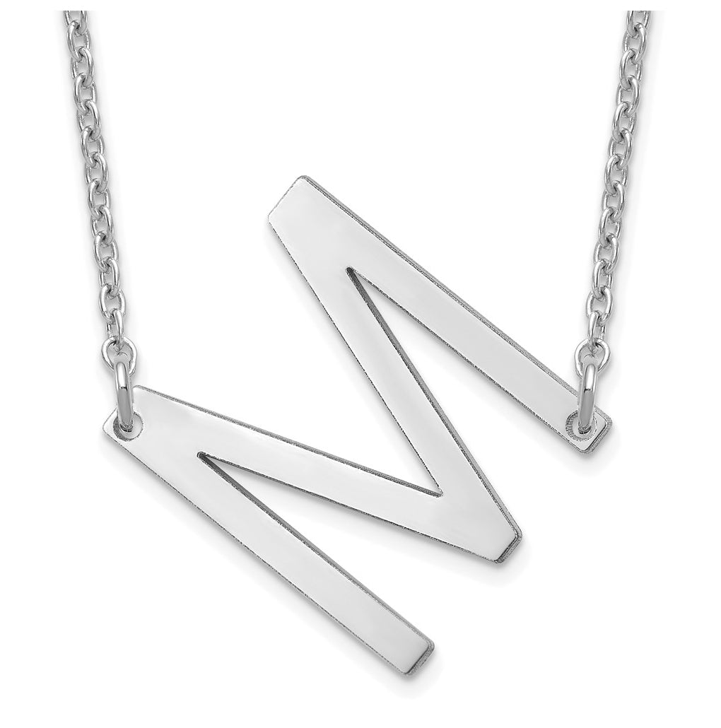 14K Yellow Or White Or Rose Gold Or Sterling Silver Gold Plated Or Rose Plated Polished Small Sideways Letter Necklace
