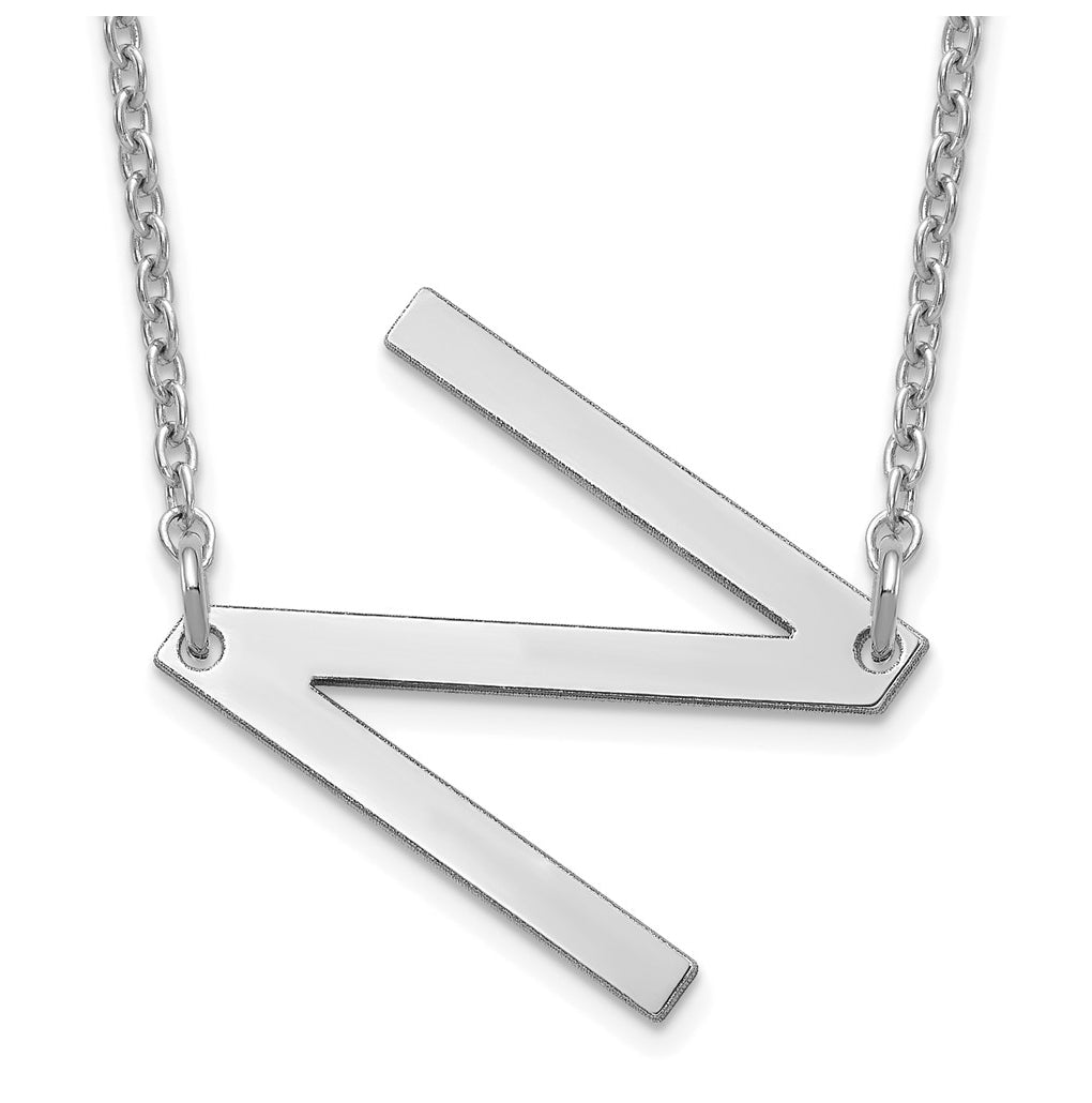 14K Yellow Or White Or Rose Gold Or Sterling Silver Gold Plated Or Rose Plated Polished Small Sideways Letter Necklace