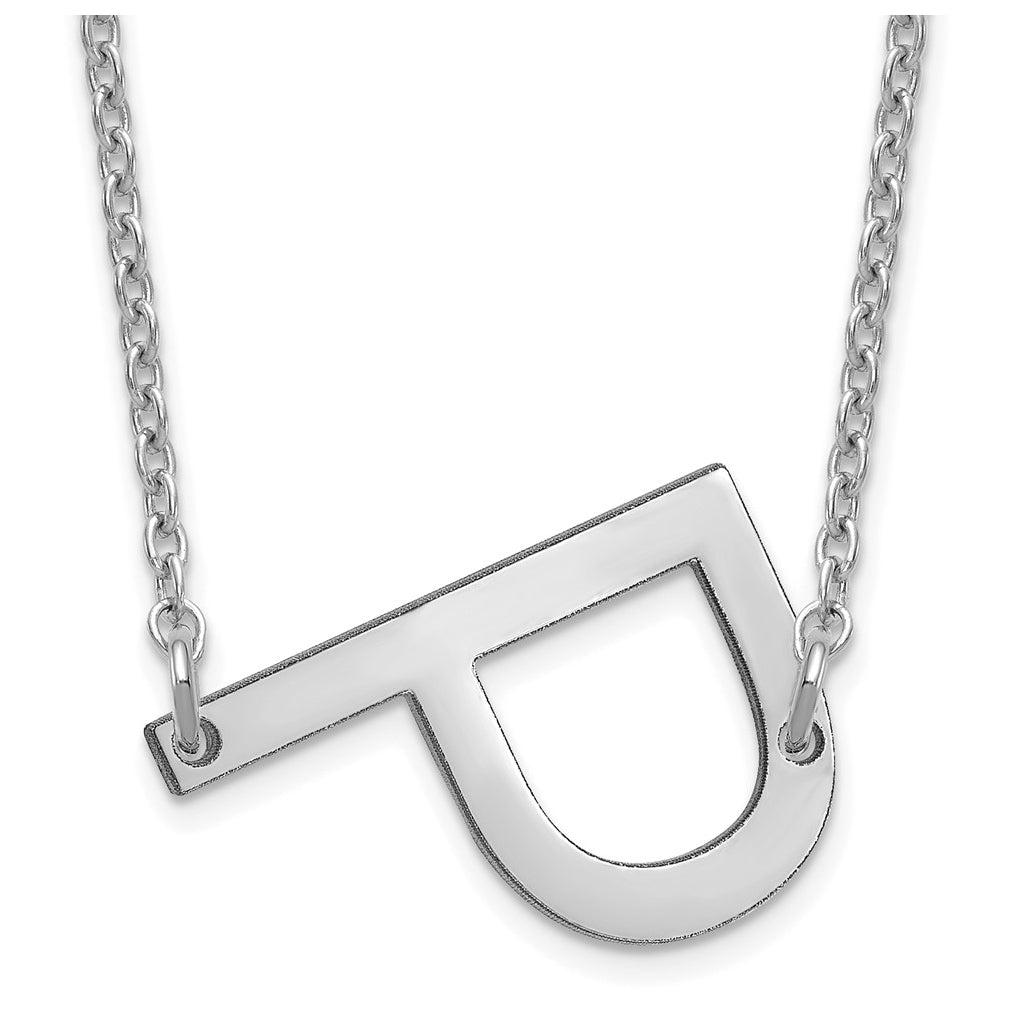 14K Yellow Or White Or Rose Gold Or Sterling Silver Gold Plated Or Rose Plated Polished Small Sideways Letter Necklace