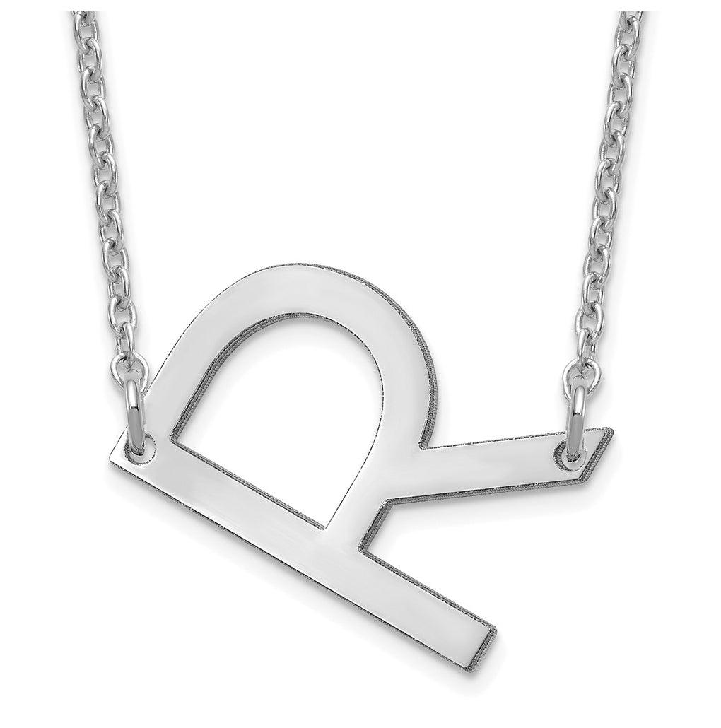 14K Yellow Or White Or Rose Gold Or Sterling Silver Gold Plated Or Rose Plated Polished Small Sideways Letter Necklace