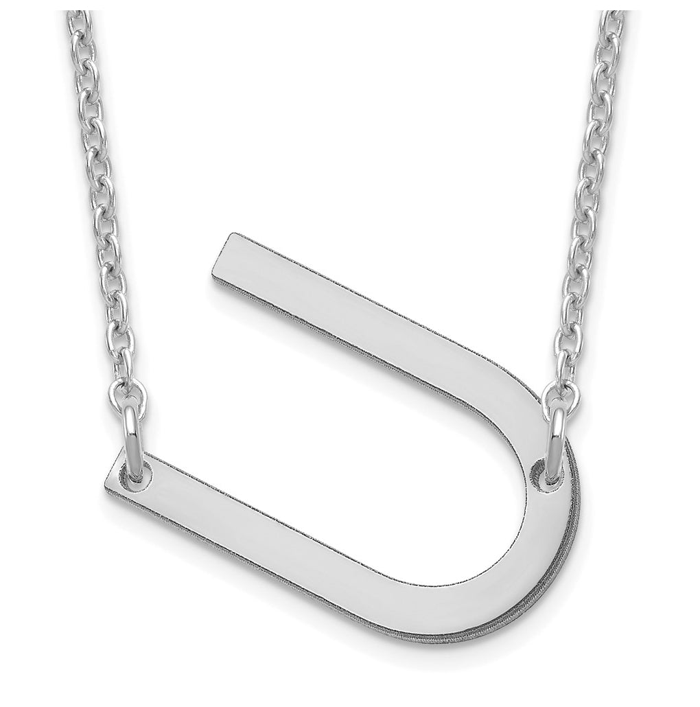 14K Yellow Or White Or Rose Gold Or Sterling Silver Gold Plated Or Rose Plated Polished Small Sideways Letter Necklace