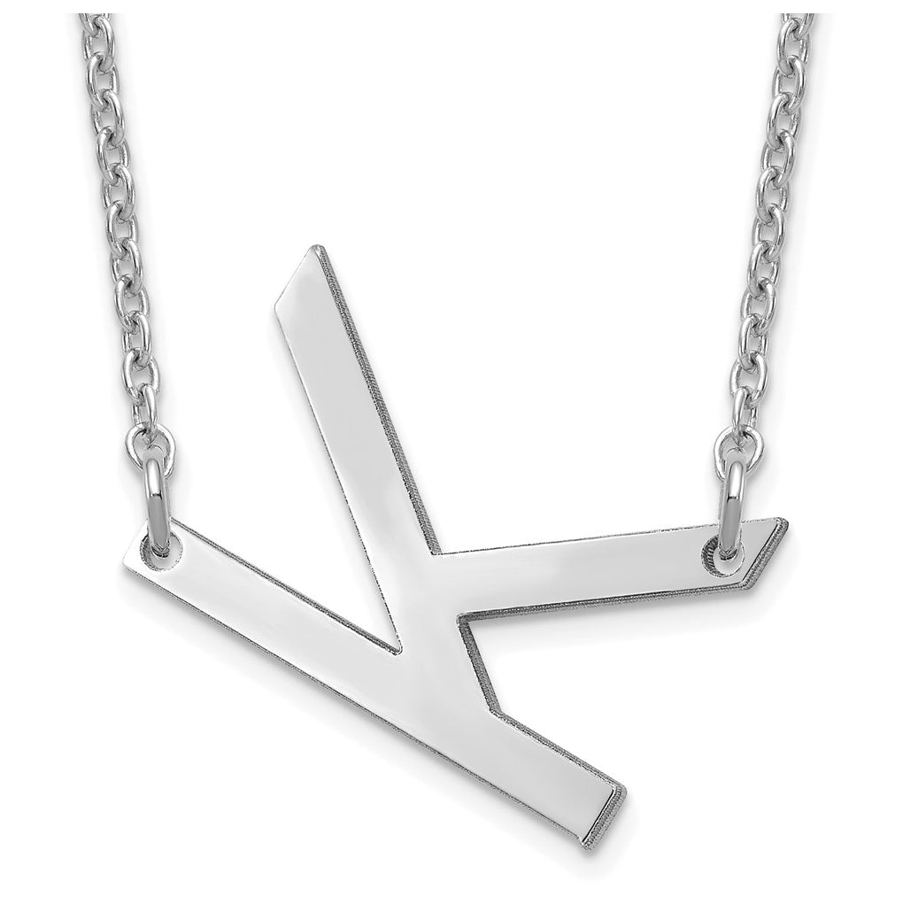 14K Yellow Or White Or Rose Gold Or Sterling Silver Gold Plated Or Rose Plated Polished Small Sideways Letter Necklace