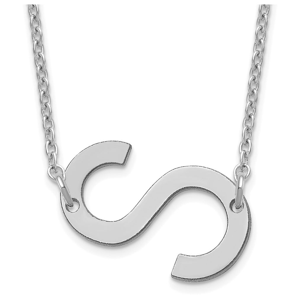 14K Yellow Or White Or Rose Gold Or Sterling Silver Gold Plated Or Rose Plated Polished Small Sideways Letter Necklace