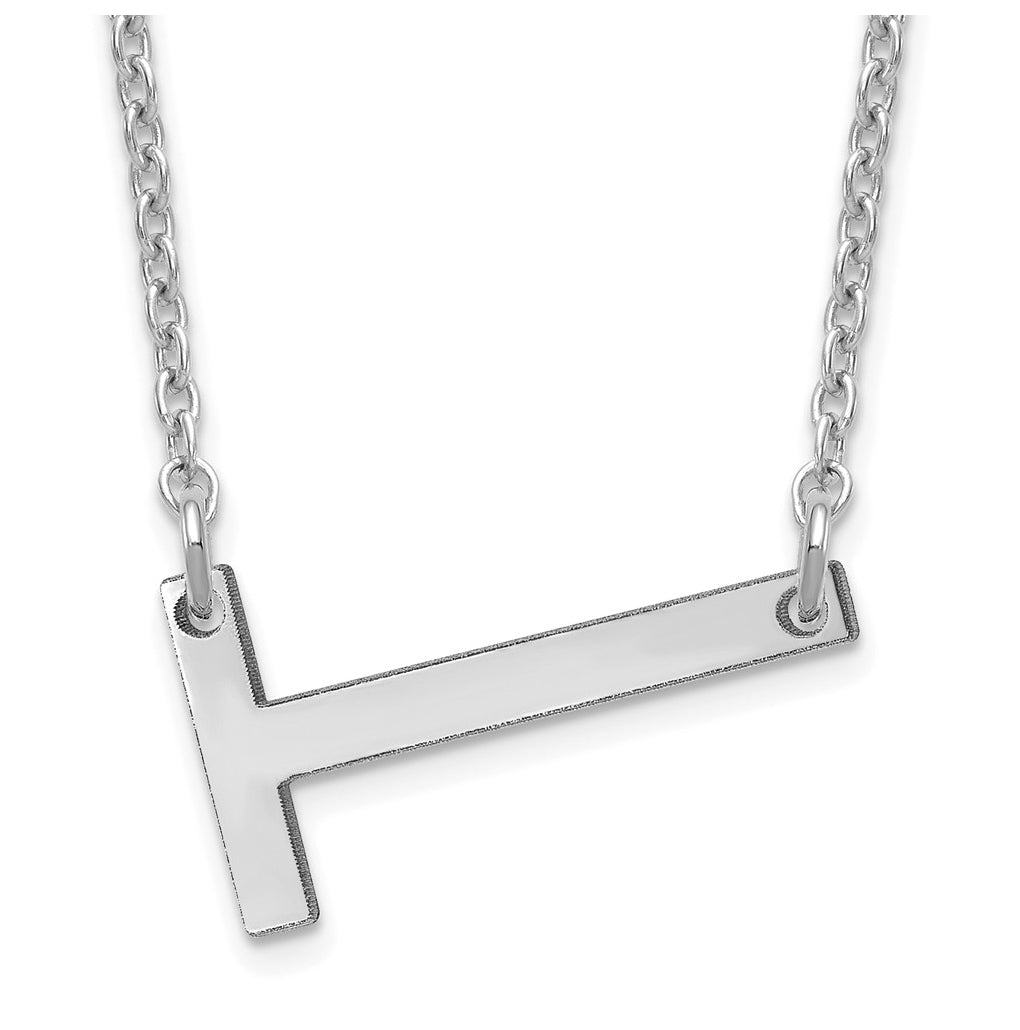 14K Yellow Or White Or Rose Gold Or Sterling Silver Gold Plated Or Rose Plated Polished Small Sideways Letter Necklace