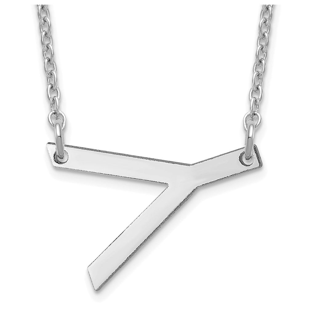 14K Yellow Or White Or Rose Gold Or Sterling Silver Gold Plated Or Rose Plated Polished Small Sideways Letter Necklace