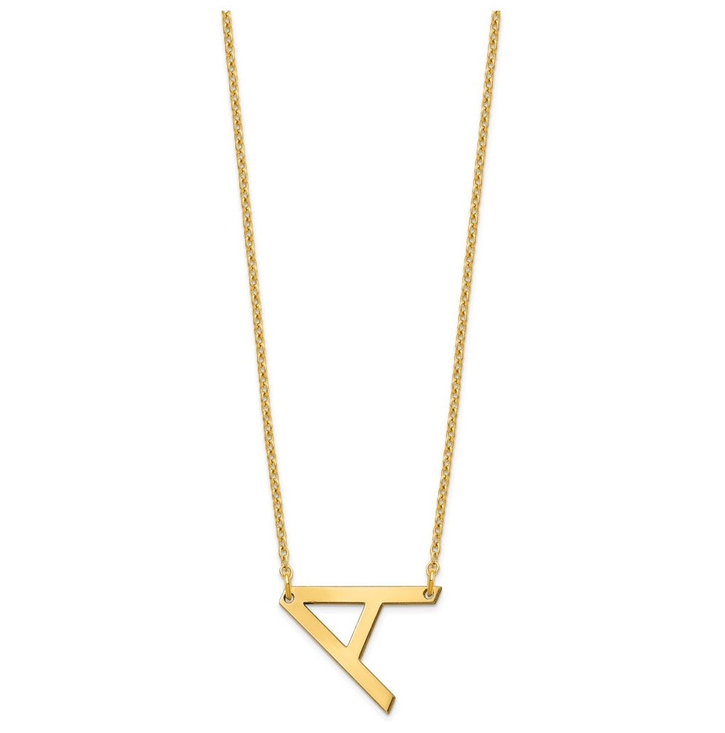 14K Yellow Or White Or Rose Gold Or Sterling Silver Gold Plated Or Rose Plated Polished Small Sideways Letter Necklace