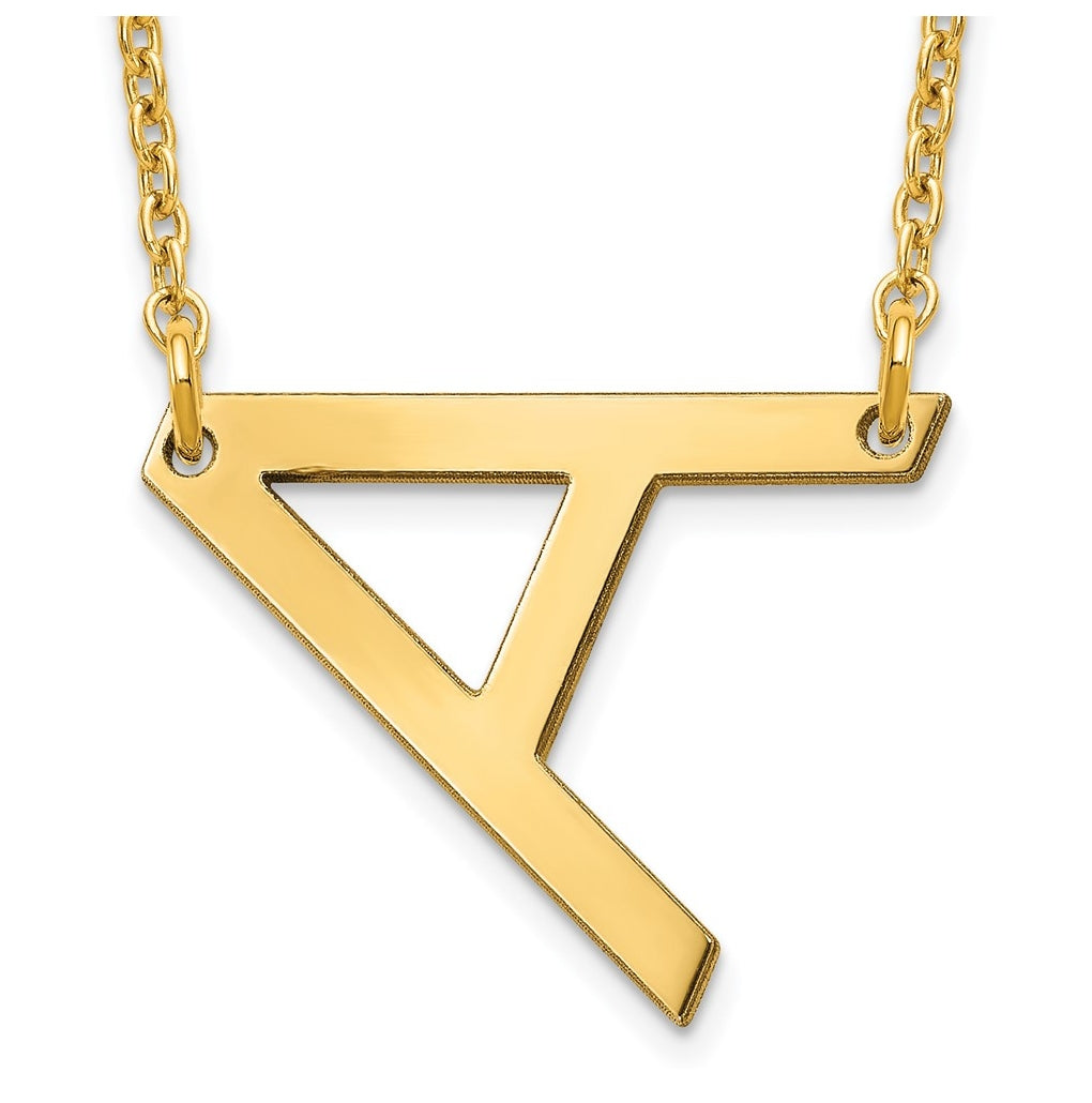 14K Yellow Or White Or Rose Gold Or Sterling Silver Gold Plated Or Rose Plated Polished Small Sideways Letter Necklace