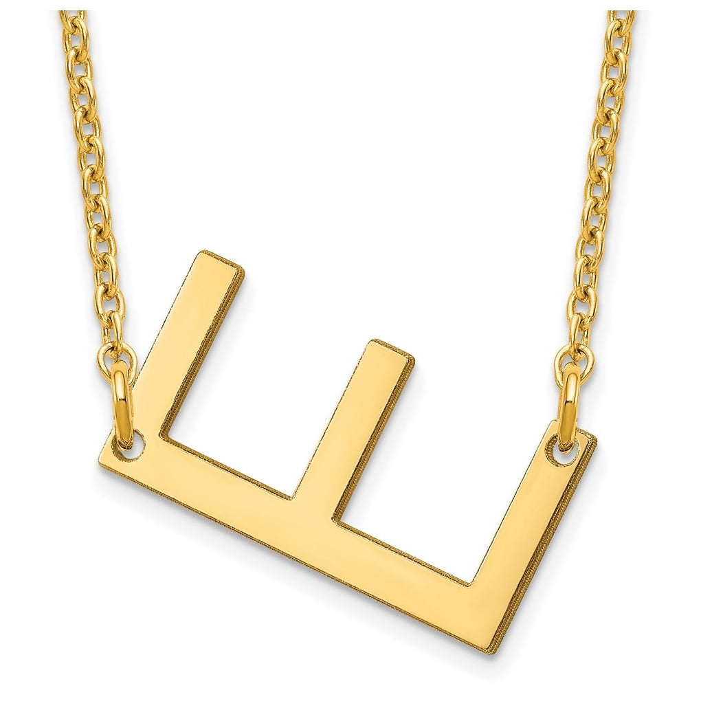 14K Yellow Or White Or Rose Gold Or Sterling Silver Gold Plated Or Rose Plated Polished Small Sideways Letter Necklace