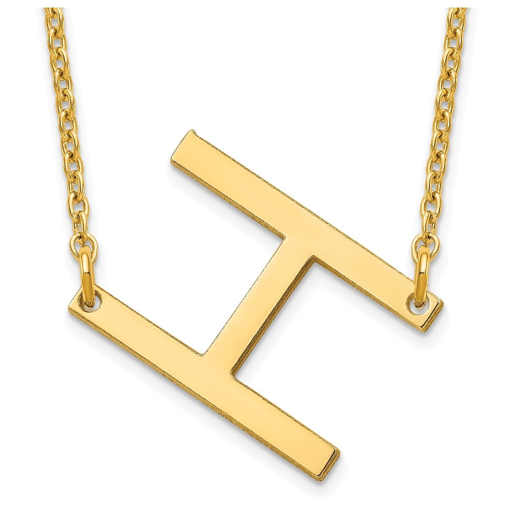 14K Yellow Or White Or Rose Gold Or Sterling Silver Gold Plated Or Rose Plated Polished Small Sideways Letter Necklace
