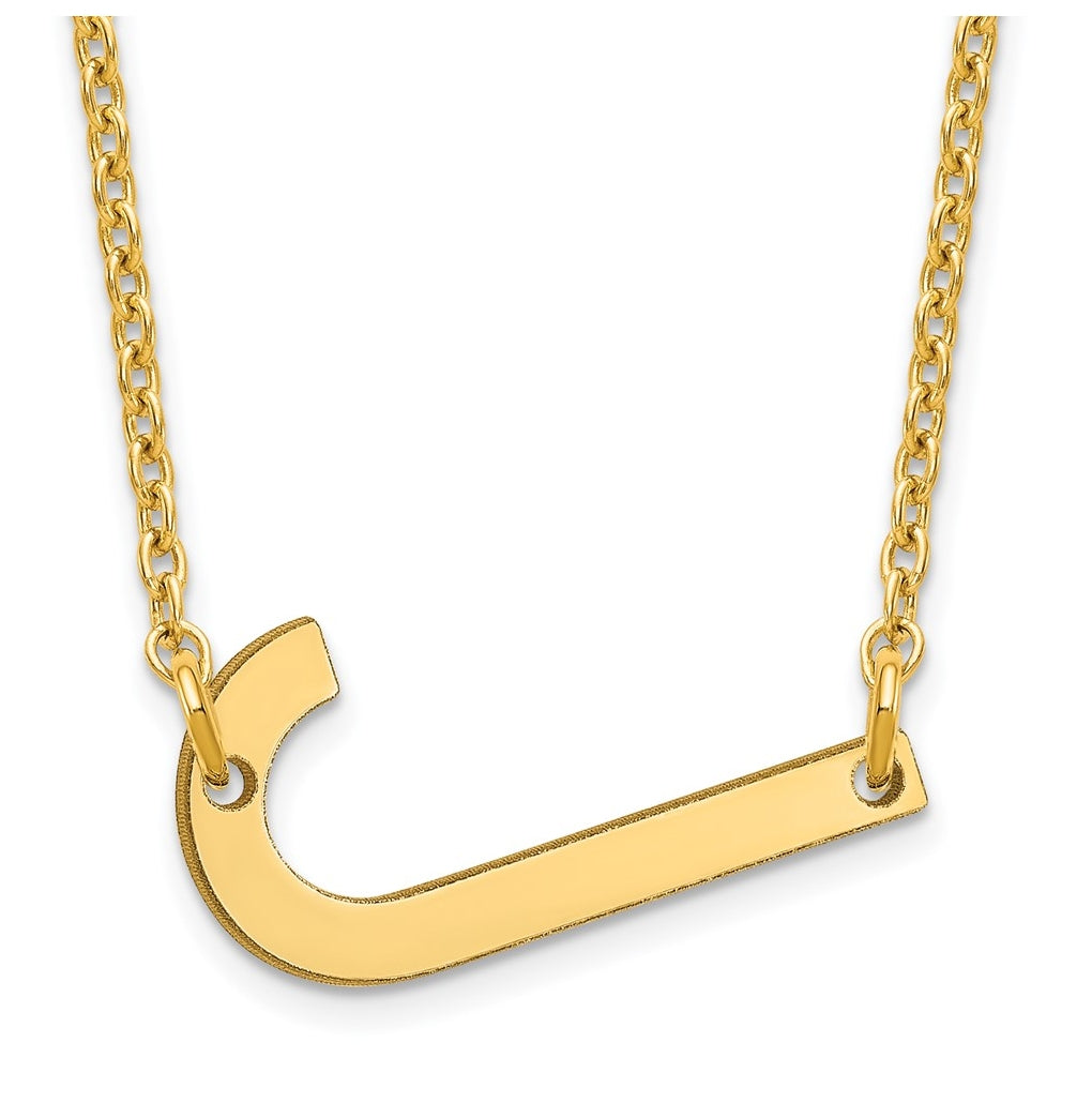 14K Yellow Or White Or Rose Gold Or Sterling Silver Gold Plated Or Rose Plated Polished Small Sideways Letter Necklace