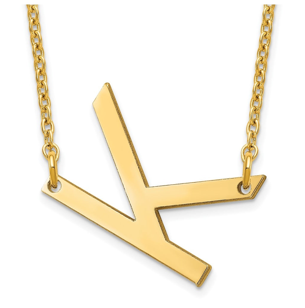 14K Yellow Or White Or Rose Gold Or Sterling Silver Gold Plated Or Rose Plated Polished Small Sideways Letter Necklace
