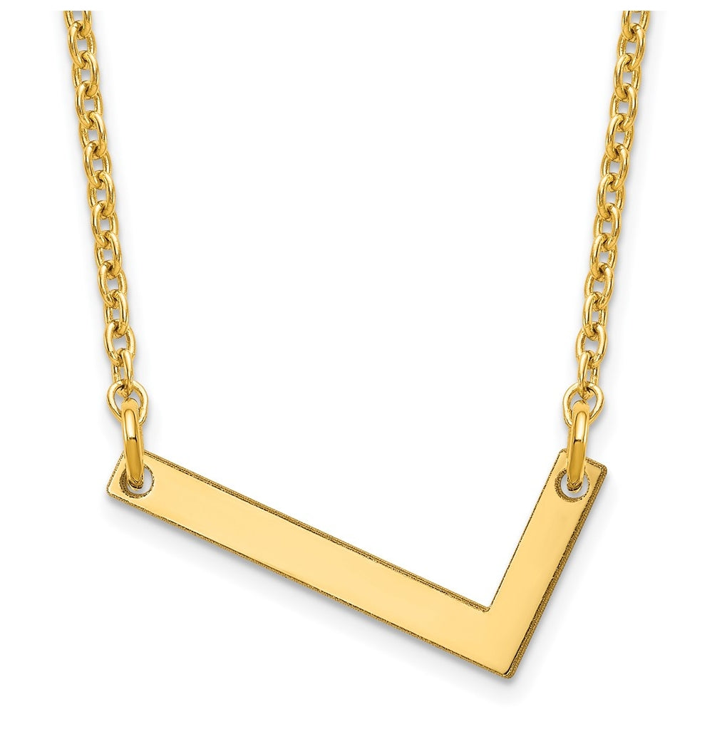 14K Yellow Or White Or Rose Gold Or Sterling Silver Gold Plated Or Rose Plated Polished Small Sideways Letter Necklace