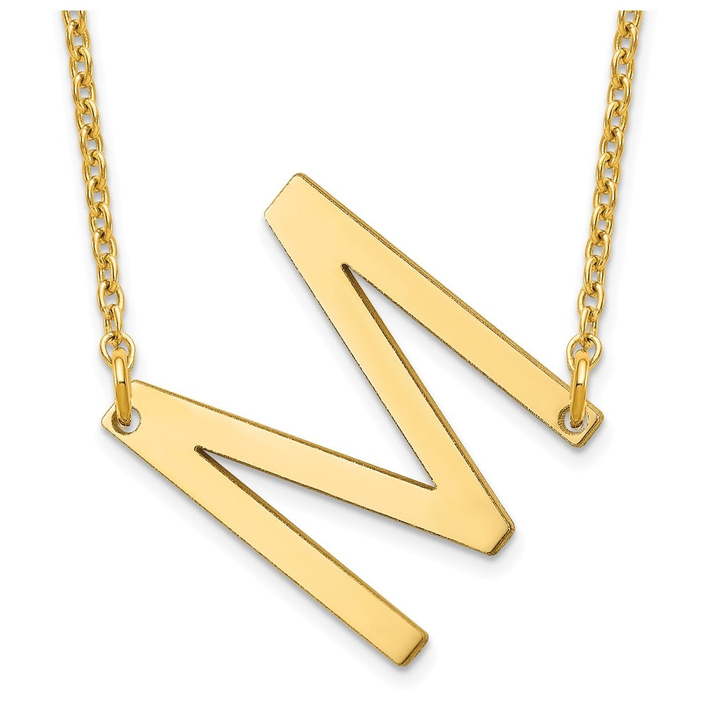 14K Yellow Or White Or Rose Gold Or Sterling Silver Gold Plated Or Rose Plated Polished Small Sideways Letter Necklace
