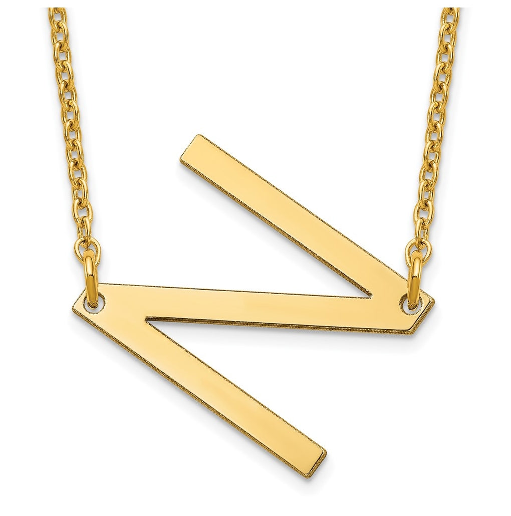 14K Yellow Or White Or Rose Gold Or Sterling Silver Gold Plated Or Rose Plated Polished Small Sideways Letter Necklace